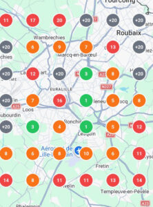 Carte référencement local avec positions par secteur